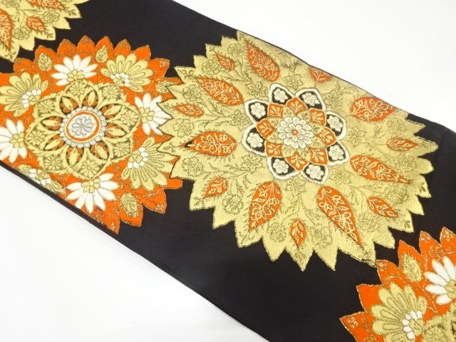 JAPANESE KIMONO / ANTIQUE HATTORI TEXTILES SHIROTORI NISHIKI HANAMON W
